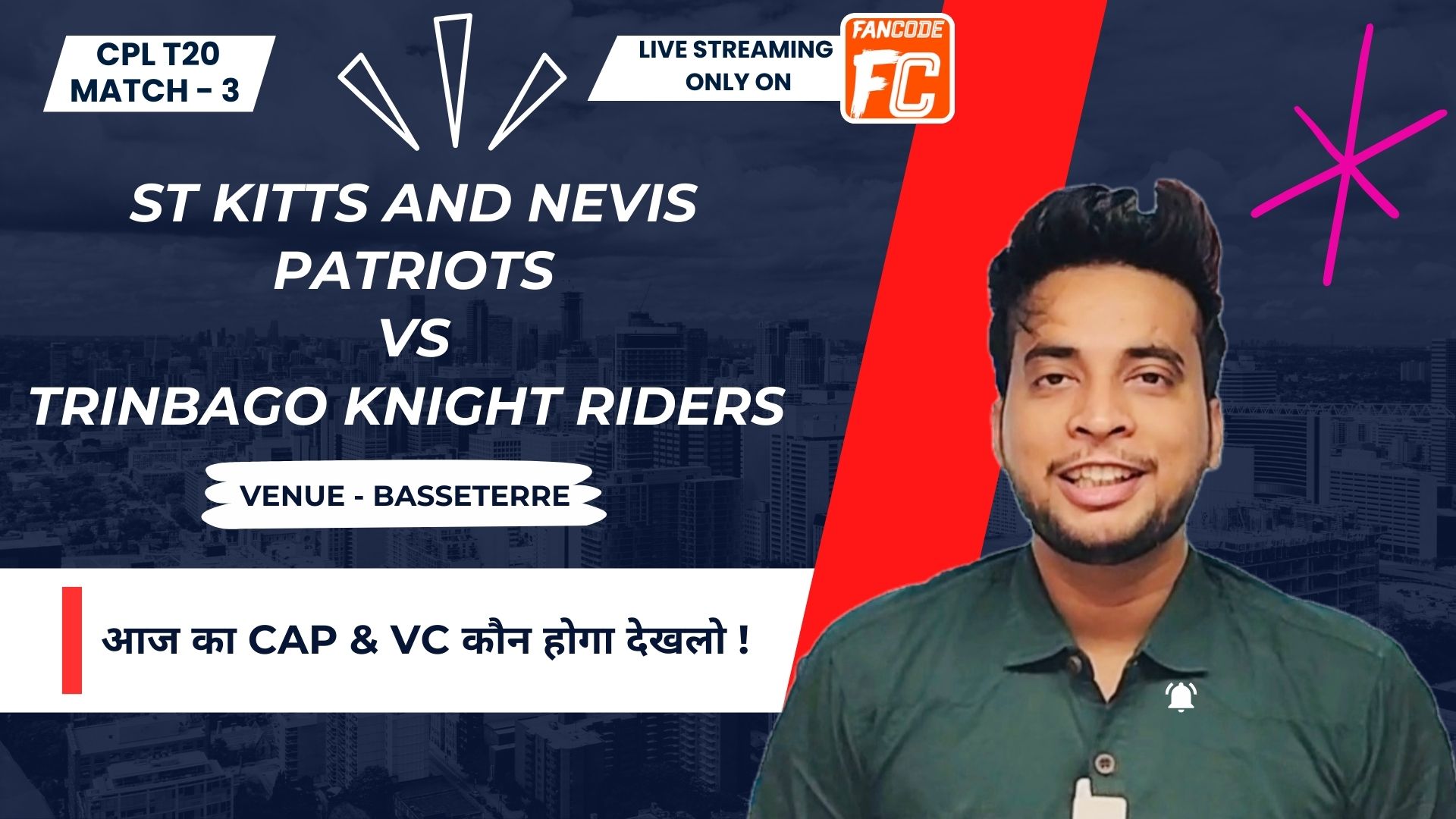 Match 3: St Kitts and Nevis Patriots vs Trinbago Knight Riders | Fantasy Preview