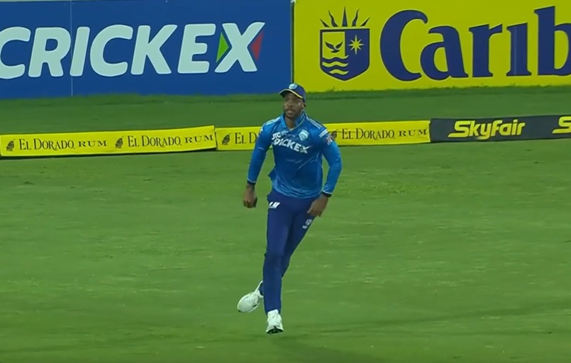 Chase tracks down the ball and takes a brilliant catch to dismiss Allen