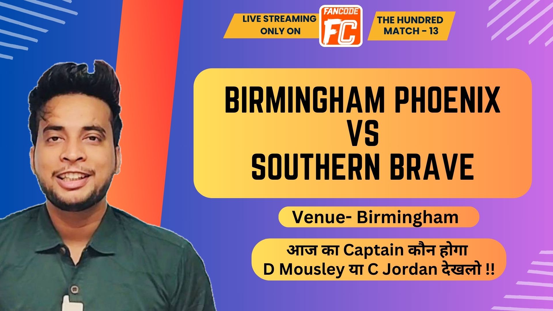 poster url for Match 13: Birmingham Phoenix vs Southern Brave | Fantasy Preview