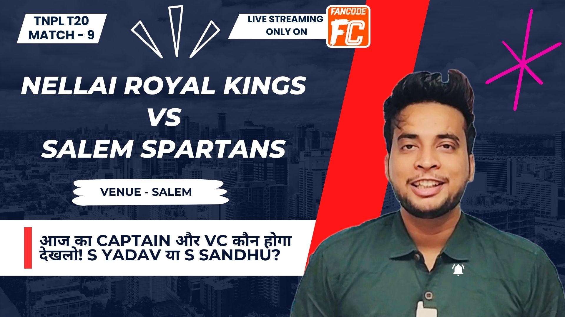 poster url for Match 9: Nellai Royal Kings vs Salem Spartans | Fantasy Preview