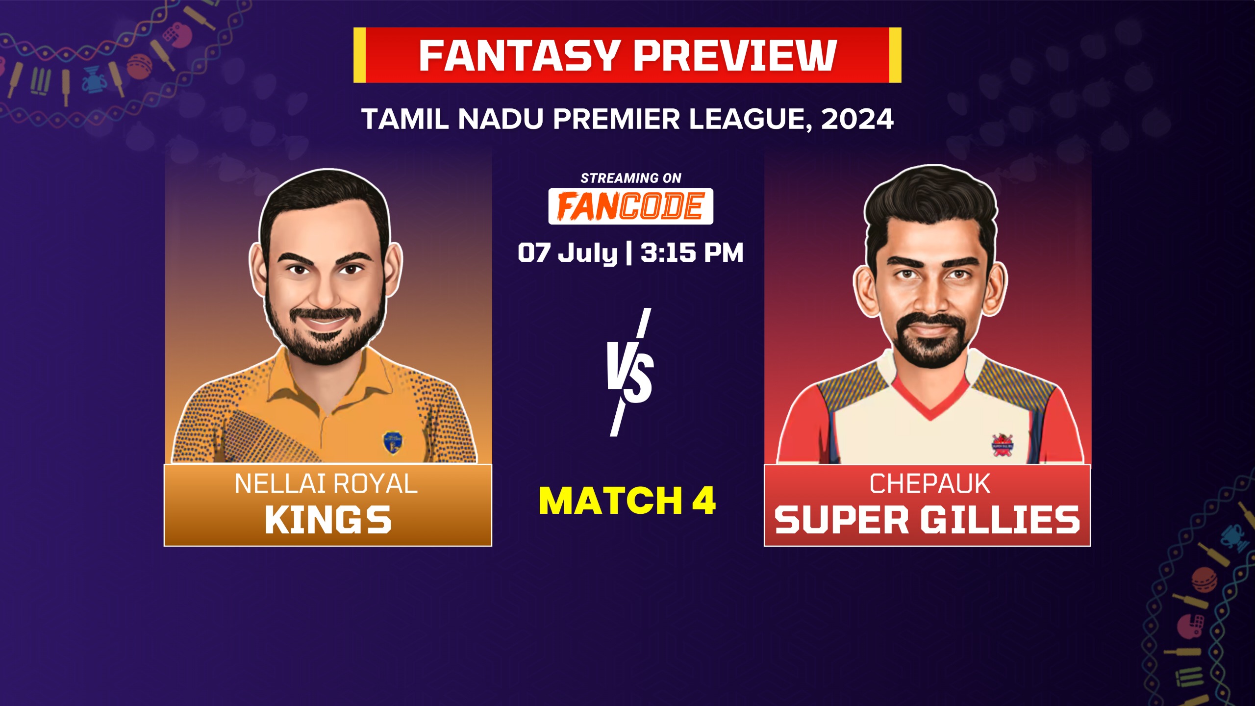 poster url for Match 4: Nellai Royal Kings vs Chepauk Super Gillies | Fantasy Preview