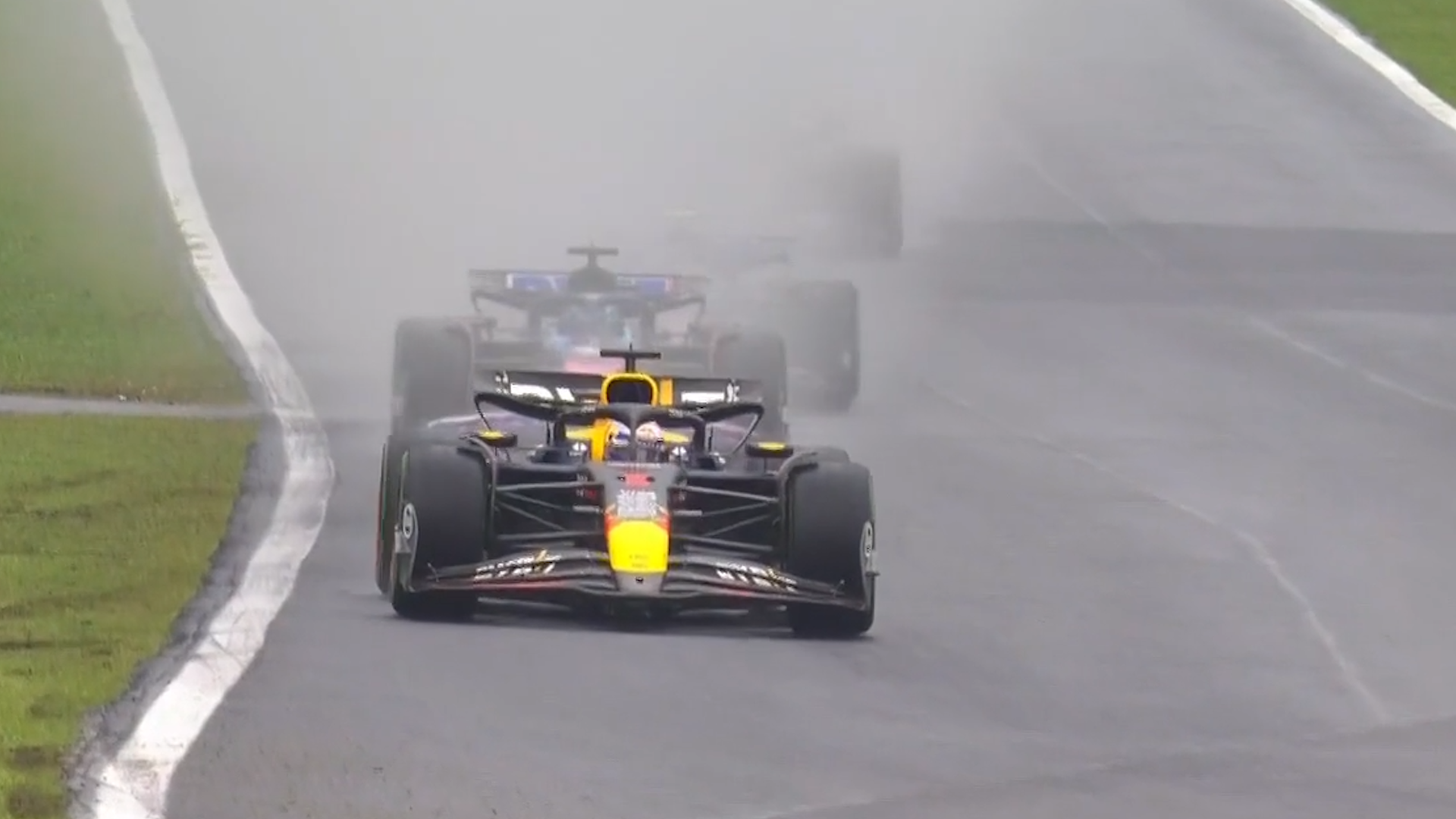 Max leads the race after restart