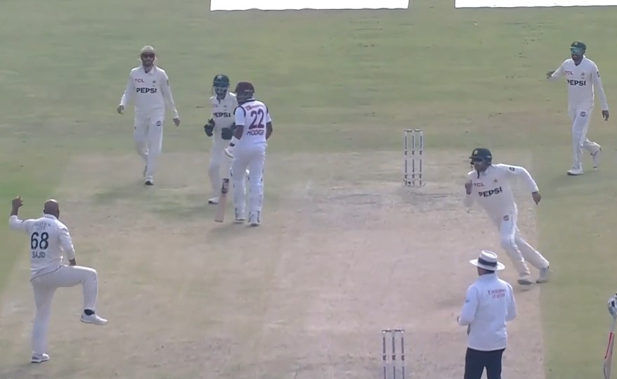 Sajid shook West Indies again with another double-wicket over!