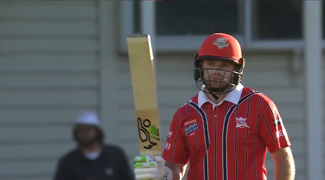 High and mighty! Latham punches a six to reach fifty!