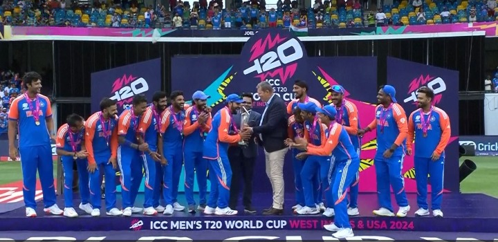 India lift ICC Men's T20 World Cup trophy