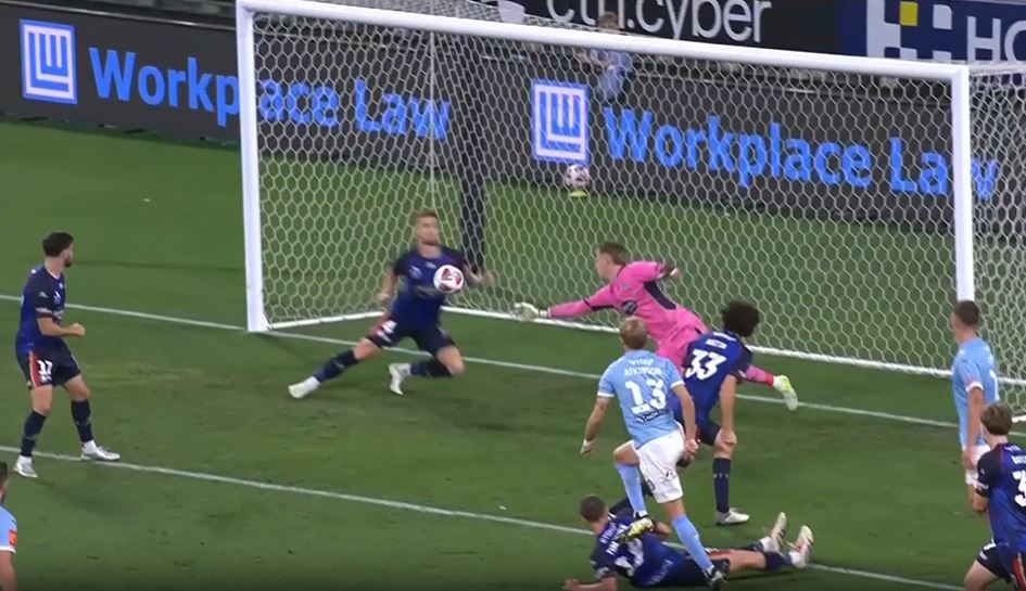 DENIED! Philip Cancar's heroic block stopped a certain goal