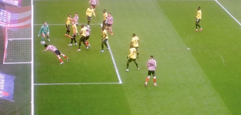 Diving Header! Luke O’Nien took flight to score an amazing goal