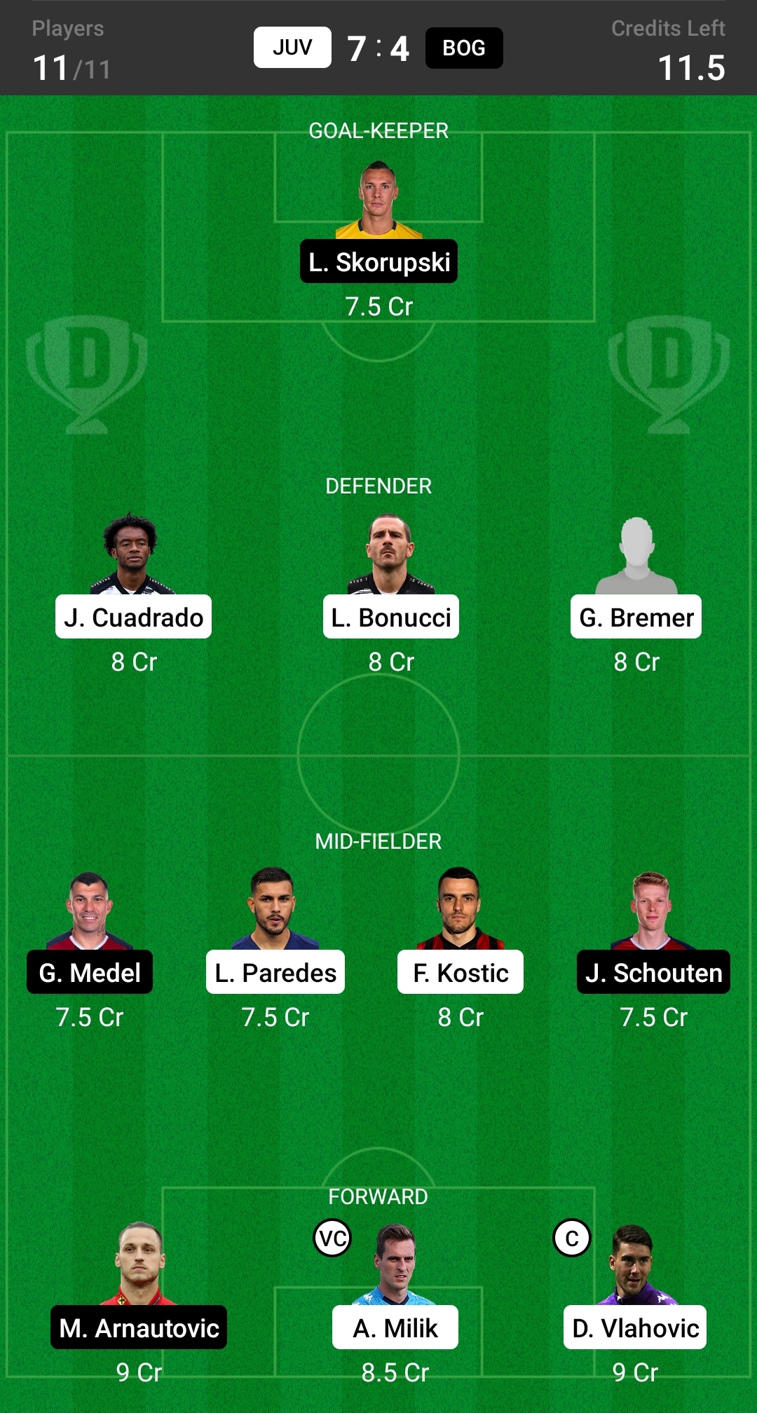 BAR vs JUV Dream11 prediction: Get fantasy football team tips for