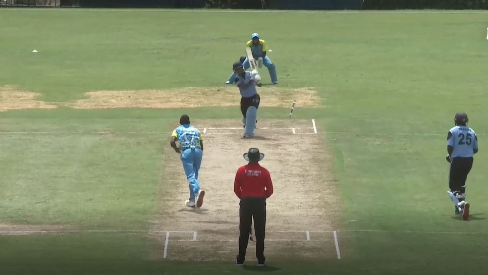 WOW! Rwanda's bowler breaks the stump into half