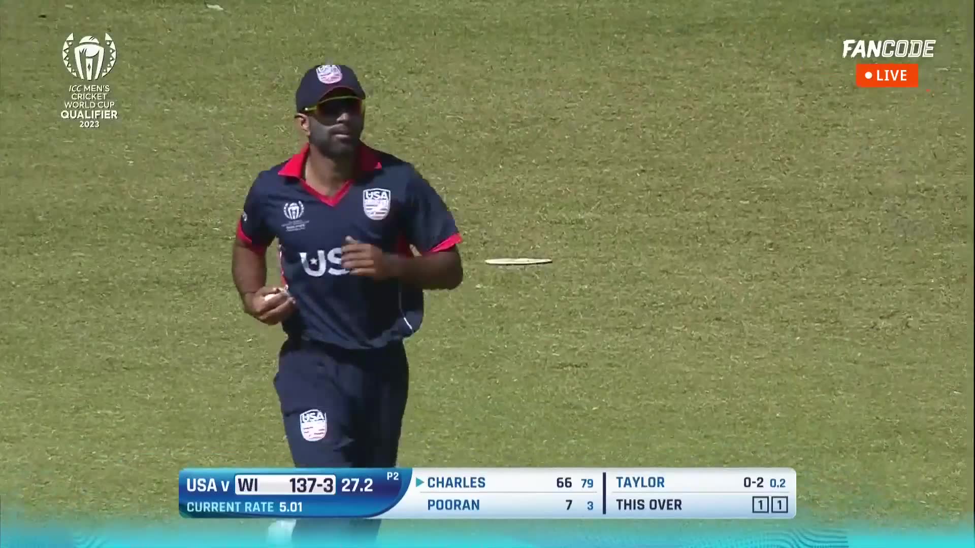 Wicket! Much Needed Wicket For USA, Johnson Charles Departs At 66