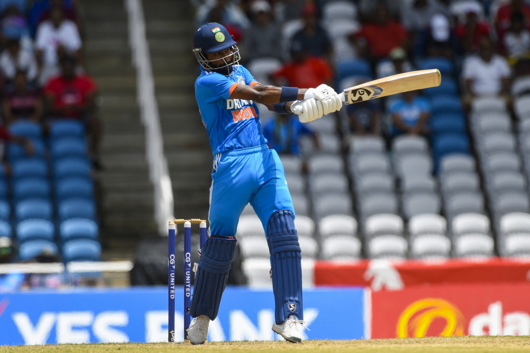 Pandya's unbeaten 70 boosts India's total to 351