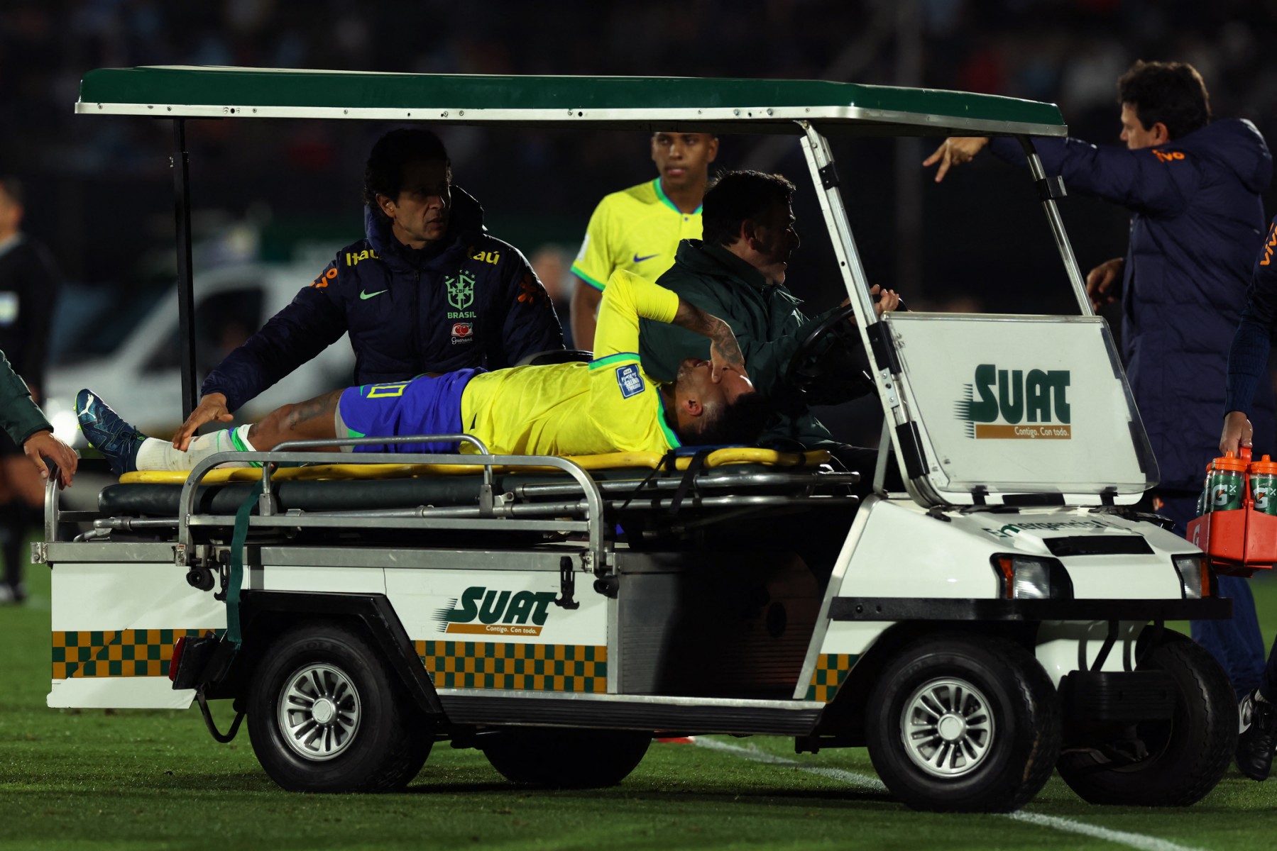 Neymar sustains an injury in the match against Uruguay