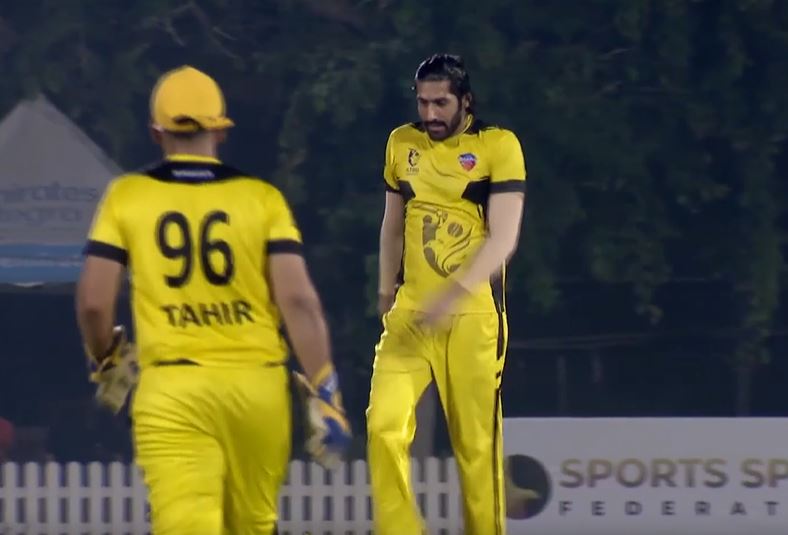 4 for 13! Abdul Ghaffar delivers with the ball